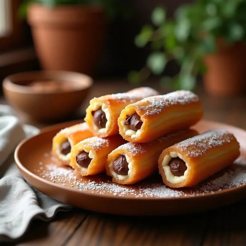 Churros Rellenos de Nutella y Queso Crema: Fritura Dulce que Derrite a Cualquiera