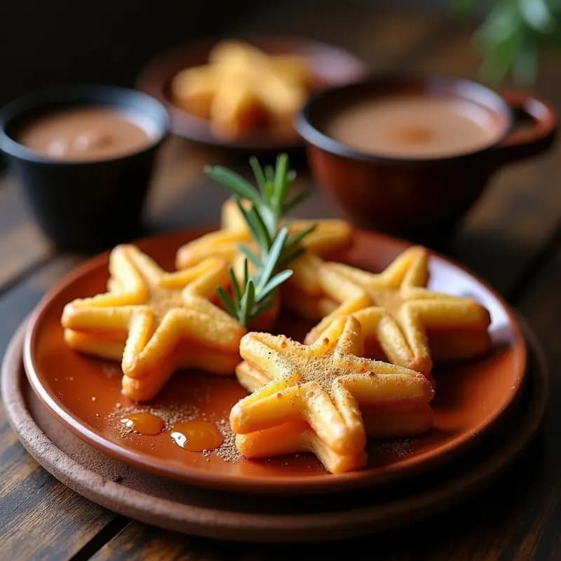 Churros de Queso y Aceite de Oliva con Chocolate Caliente: Aperitivo Español Salado-Dulce