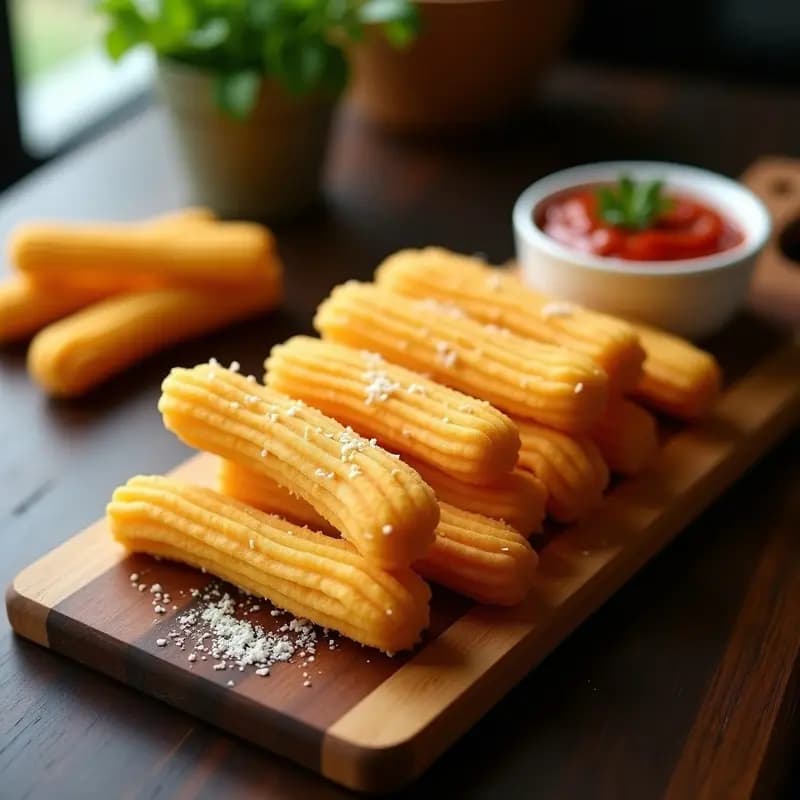 Churros de Queso tipo Brasil: Aperitivo Crujiente con Rebozado de Polenta y Queso Parmesano