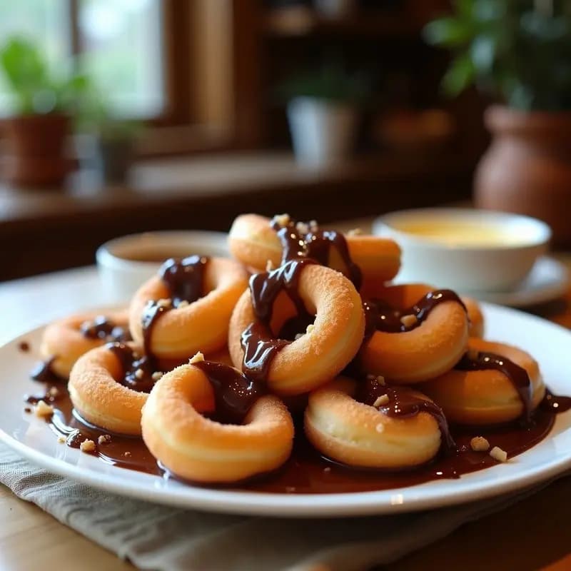 Churros de Queso con Salsa de Chocolate Amargo y Nueces: Aperitivo Colombiano Salado-Dulce