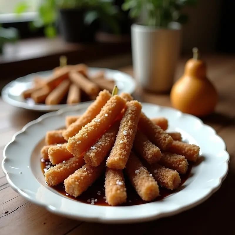 Churros de Quinoa con Chocolate 70% y Sal Marina: Desayuno Vegano y Sin Gluten