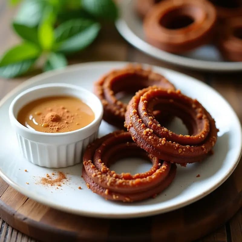 Churros de Quinoa y Chocolate 70%: Snack Peruano Sin Harina Tradicional y con Salsa de Lucuma