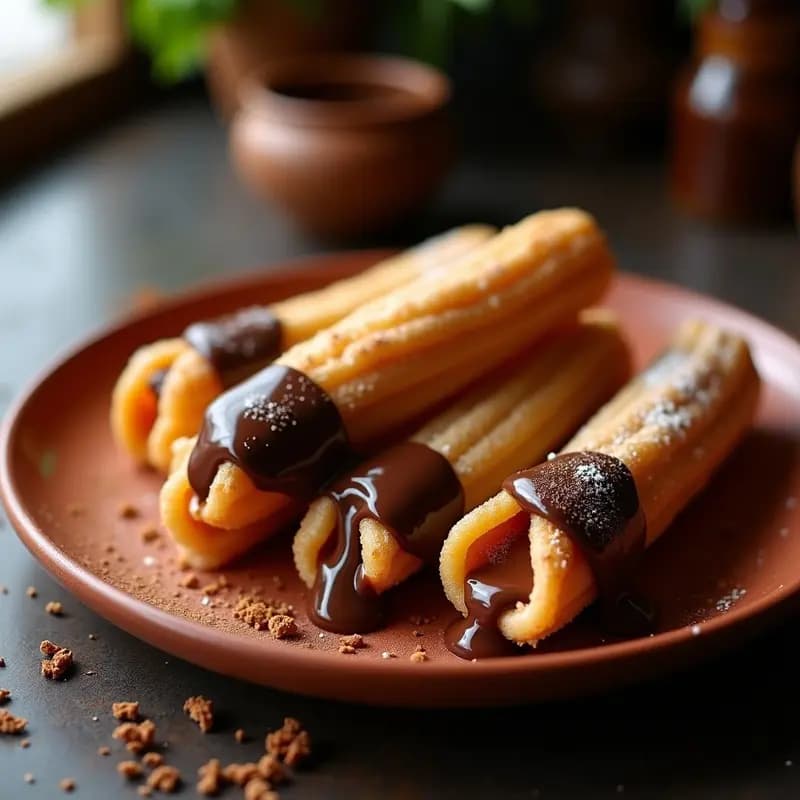 Churros Rellenos de Cajeta y Cubiertos de Chocolate con Leche: Dulce Tentación Mexicana