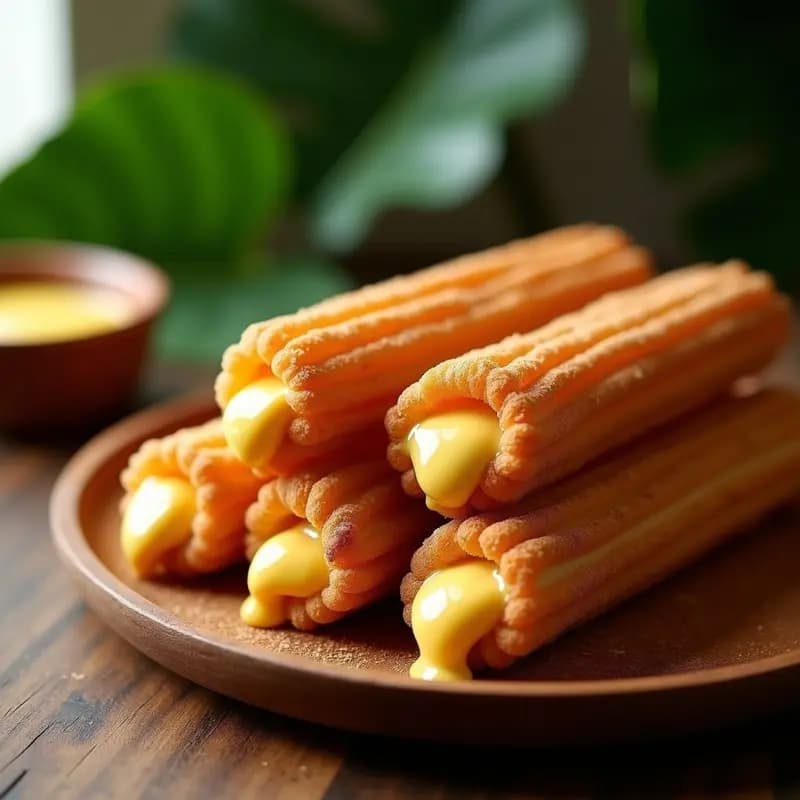Churros Rellenos de Cajeta de Guanábana: Postre Colombiano Crujiente y Exótico