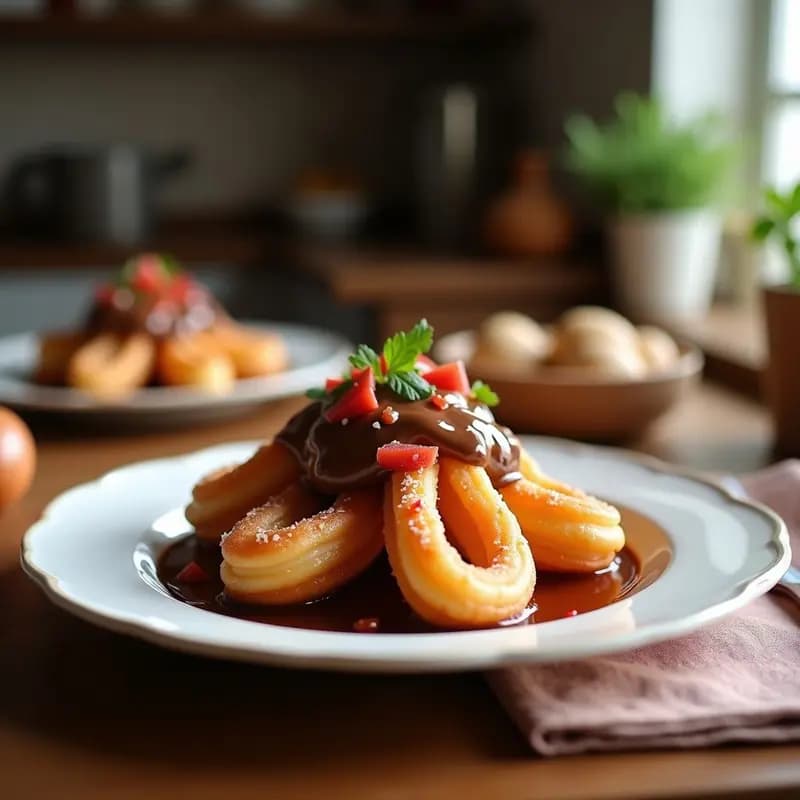 Churros Rellenos de Chocolate y Bañados en Caramelo Salado: Receta Española para Desayunar como un Rey