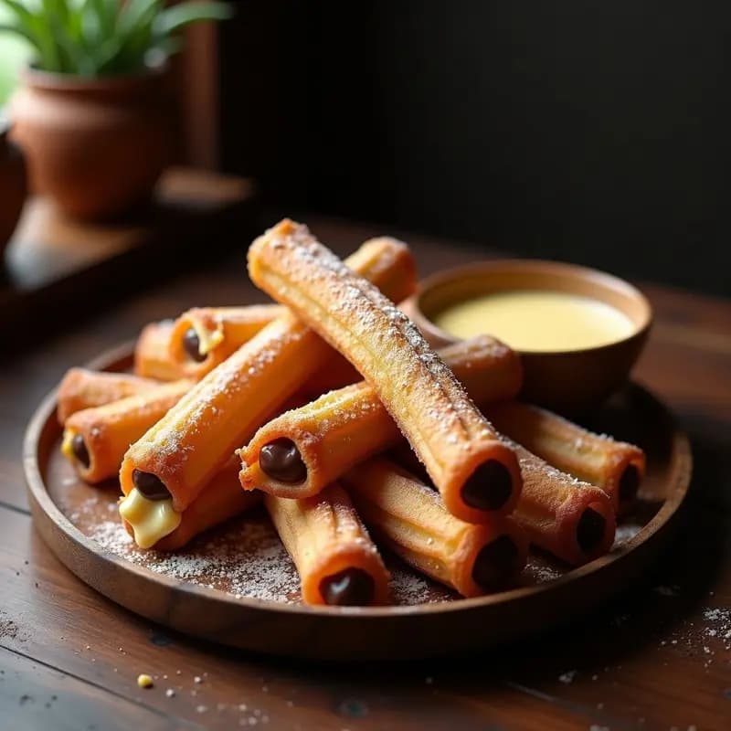 Churros Rellenos de Chocolate y Queso Philadelphia con Baño de Leche Condensada: Postre para Morirse