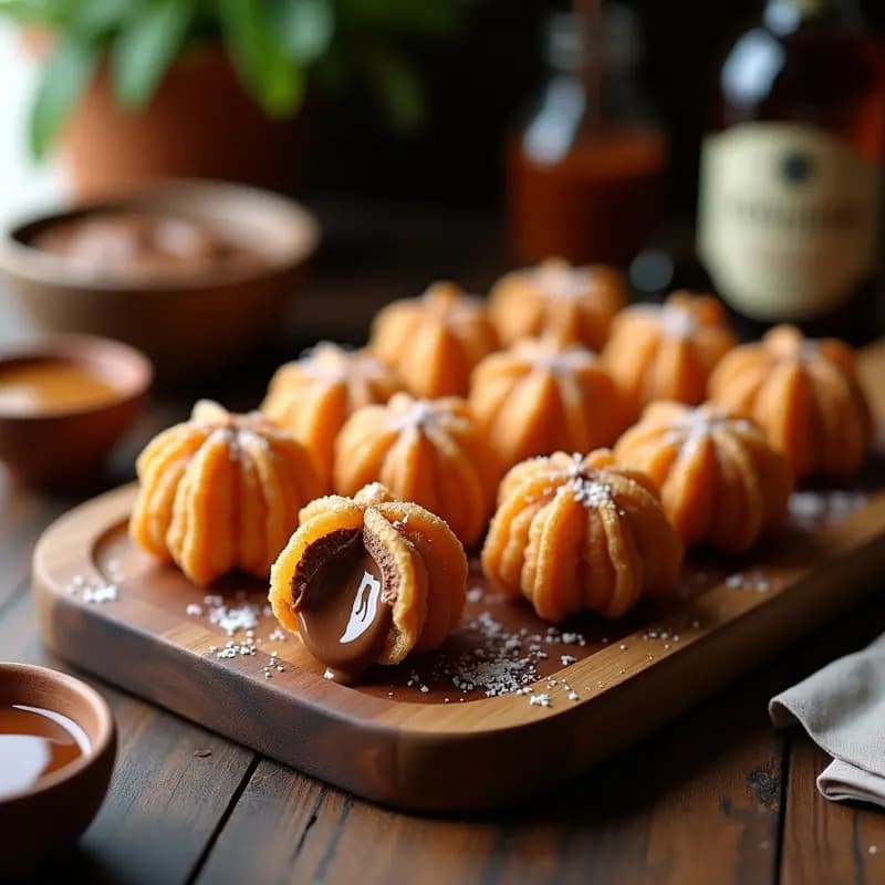 Churros Rellenos de Crema de Chocolate y Cubiertos de Caramelo: El Postre Callejero que Conquistará tu Alma