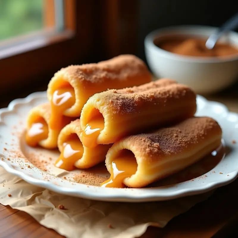 Churros Rellenos de Dulce de Leche y Espolvoreados con Canela y Azúcar: Postre Callejero Elevado