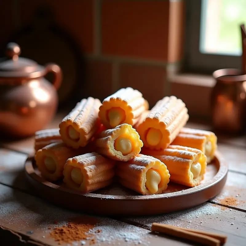 Churros Rellenos de Dulce de Leche y Canela: Snack Español para Merendar