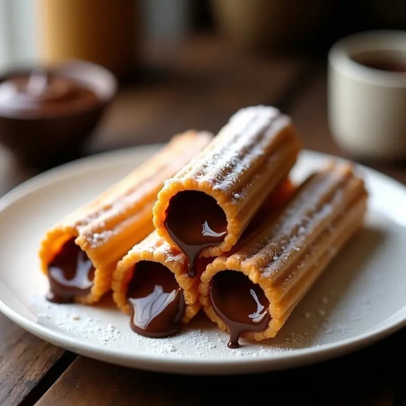 Churros Rellenos de Nutella y Bañados en Chocolate: Receta Española Crujiente y Dulce
