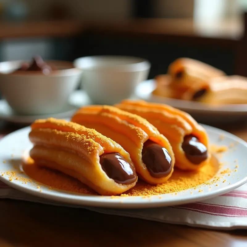 Churros Rellenos de Nutella y Espolvoreados con Queso en Polvo: Postre Español Innovador