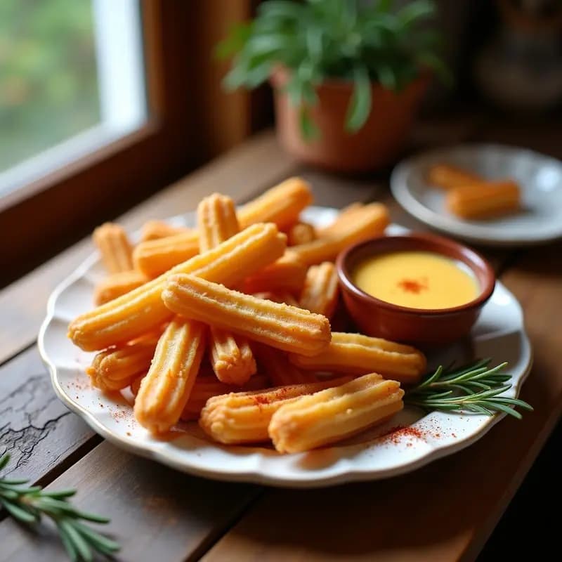 Churros salados con queso fundido: Aperitivo original para compartir en familia