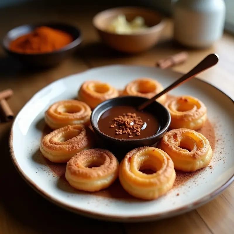 Churros con Salsa de Chocolate y Chiles: Postre Español con Toque Picante