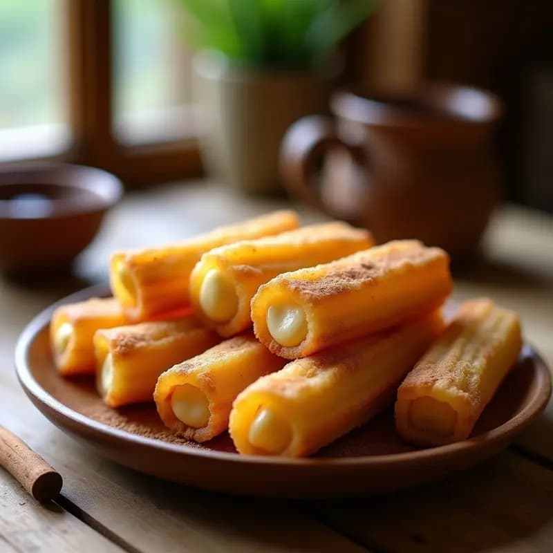 Churros Venezolanos de Yuca Rellenos de Queso de Castaña: Desayuno Sin Gluten y Crujiente