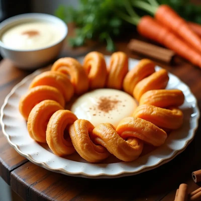 Churros de zanahoria y canela con salsa de queso crema: Postre innovador sin fritura