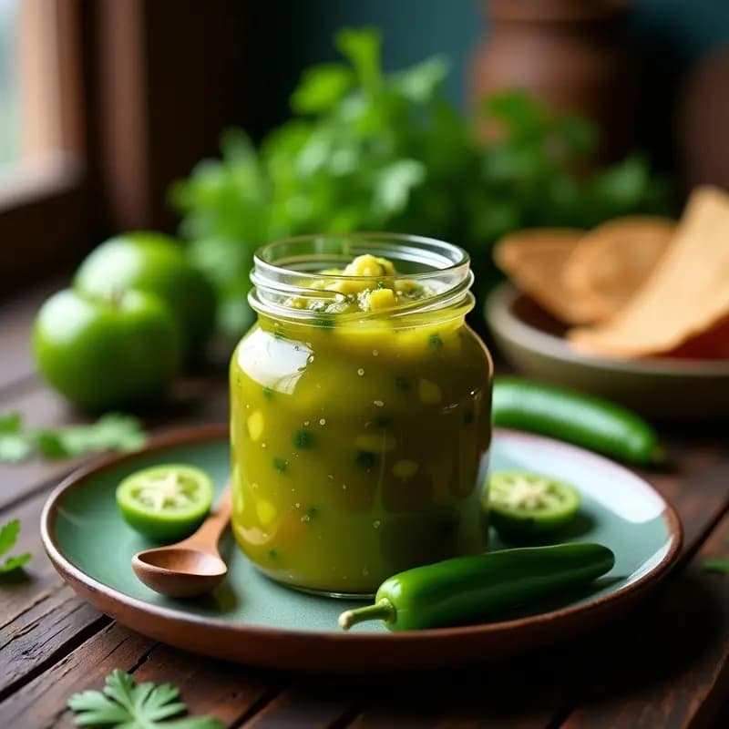 Chutney de Tomate Verde y Jalapeño: Salsa Mexicana para Conservar