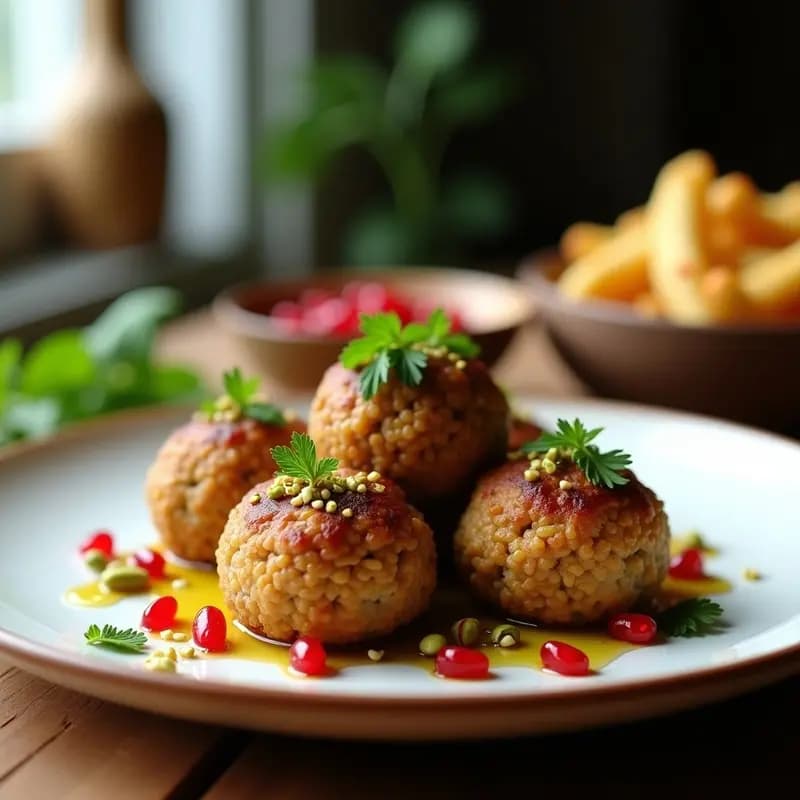 Çiğ Köfte Turca Vegana: Albóndigas Crudas de Bulgur y Especias con Granada