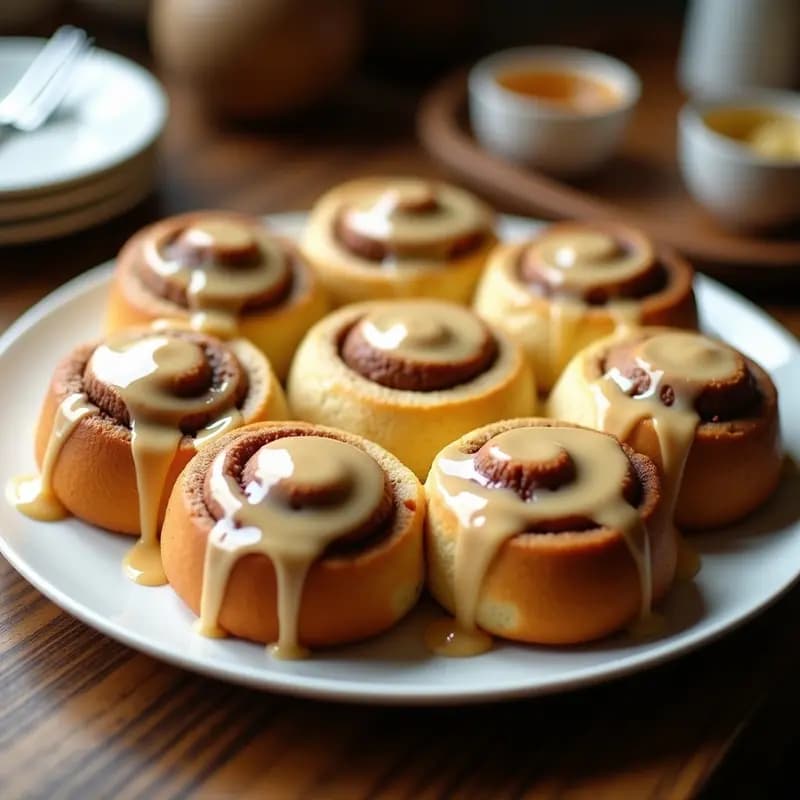 Cinnamon Rolls con Glaseado de Crema de Queso y Caramelo: Desayuno Dulce Decadente