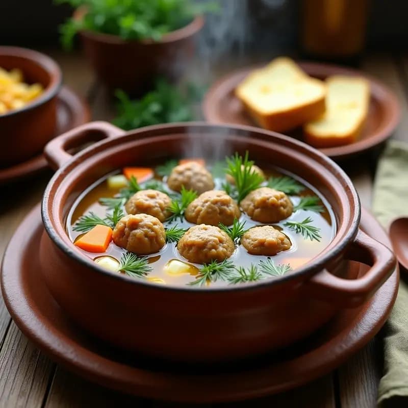 Ciorbă de Perisoare: Sopa Rumana de Albóndigas de Cerdo con Vinagre y Hierbas