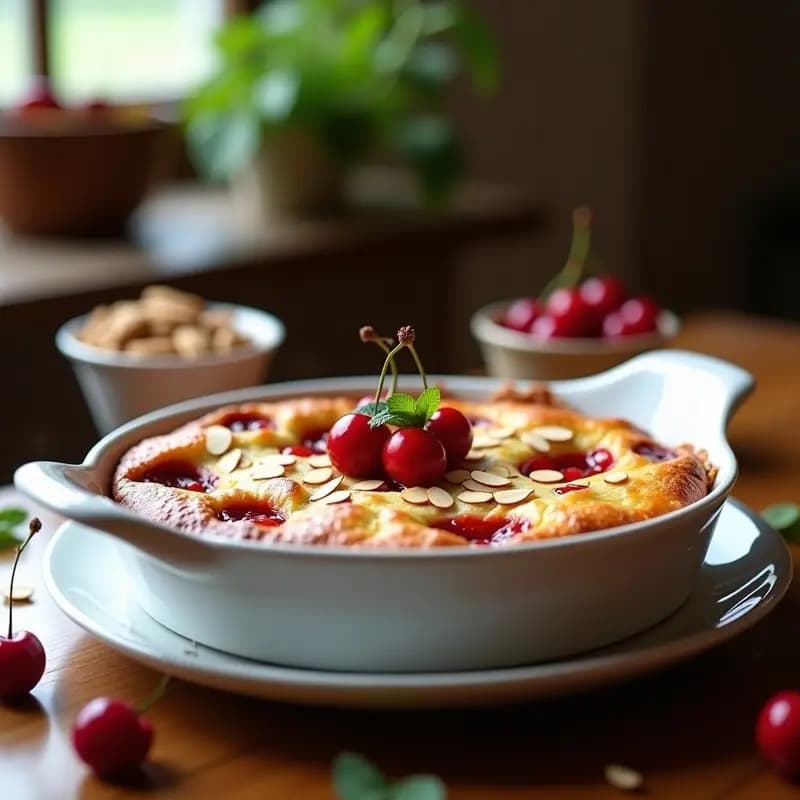 Clafoutis de Cerezas y Almendras: Postre Francés Sin Gluten y Bajo en Calorías