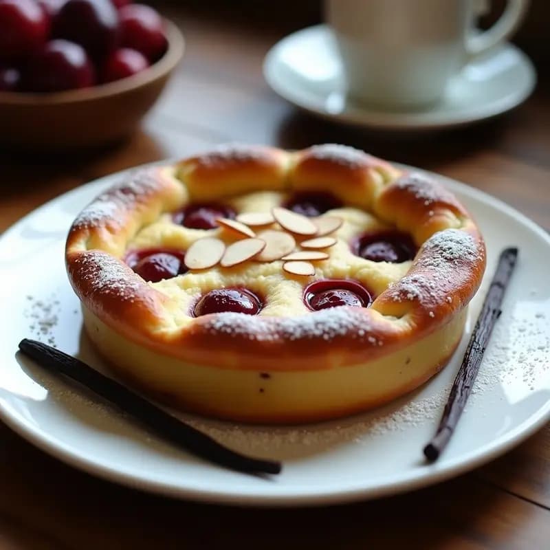 Clafoutis de Cerezas y Almendras con Toque de Vainilla: Postre Francés Sin Harina en 25 Minutos