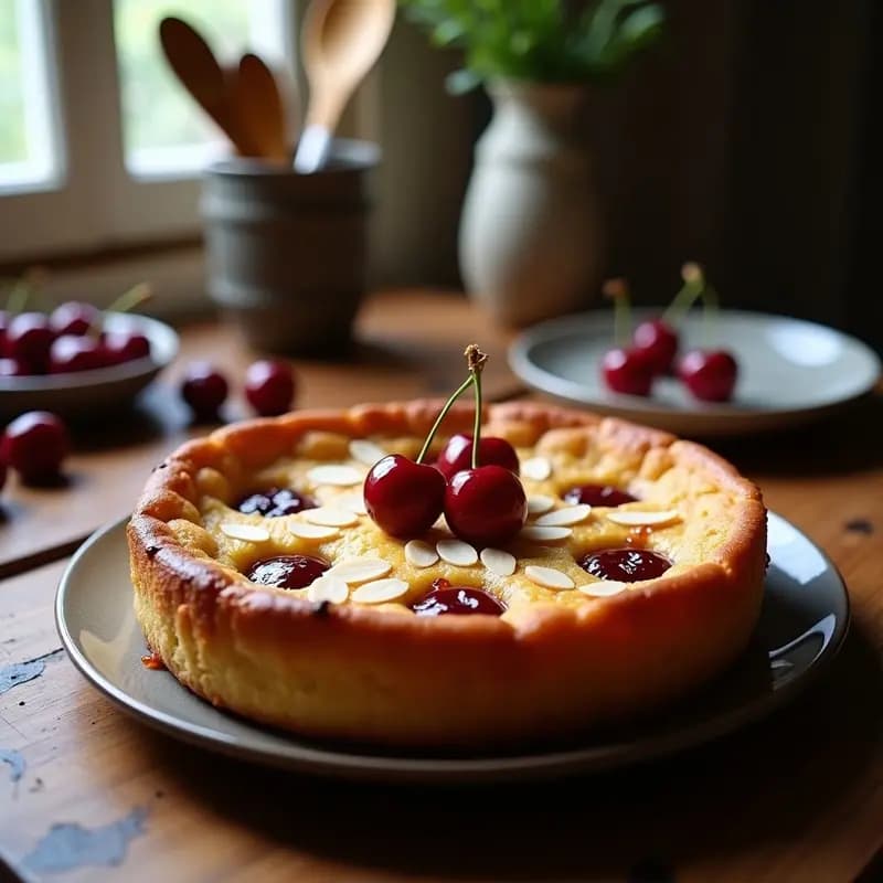 Clafoutis de Cerezas y Amaretto: Postre Francés Sin Gluten con Toque Italiano