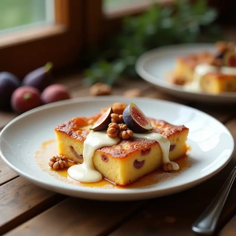 Clafoutis de Higos y Nueces con Crema de Vainilla: Postre Francés Elegante y Estacional