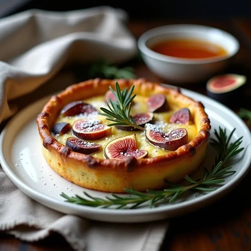 Clafoutis de Higos y Romero: Postre Francés Rustico con Toque Herbáceo