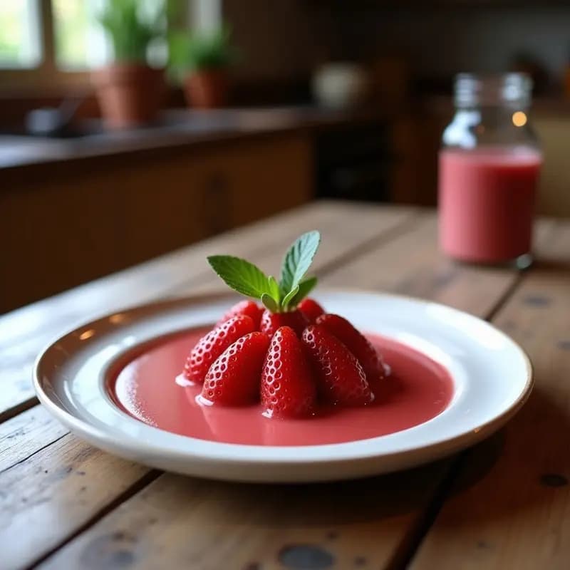Clérêt Francés de Fresas y Albahaca: Postre Tradicional con Gelatina de Agua de Rosas