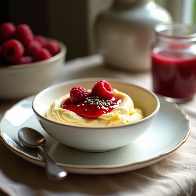 Clotted Cream con Mermelada de Frambuesa y Semillas de Chía: Desayuno Británico Sin Azúcar