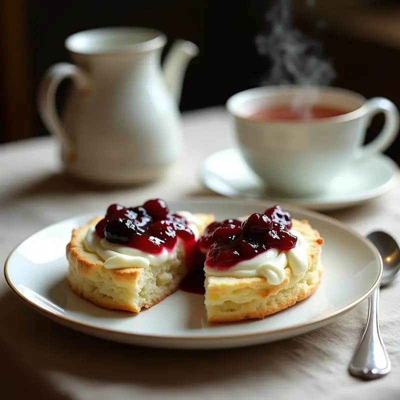 Clotted Cream Inglesa con Scones y Mermelada: Desayuno Británico Indulgente en 15 Minutos