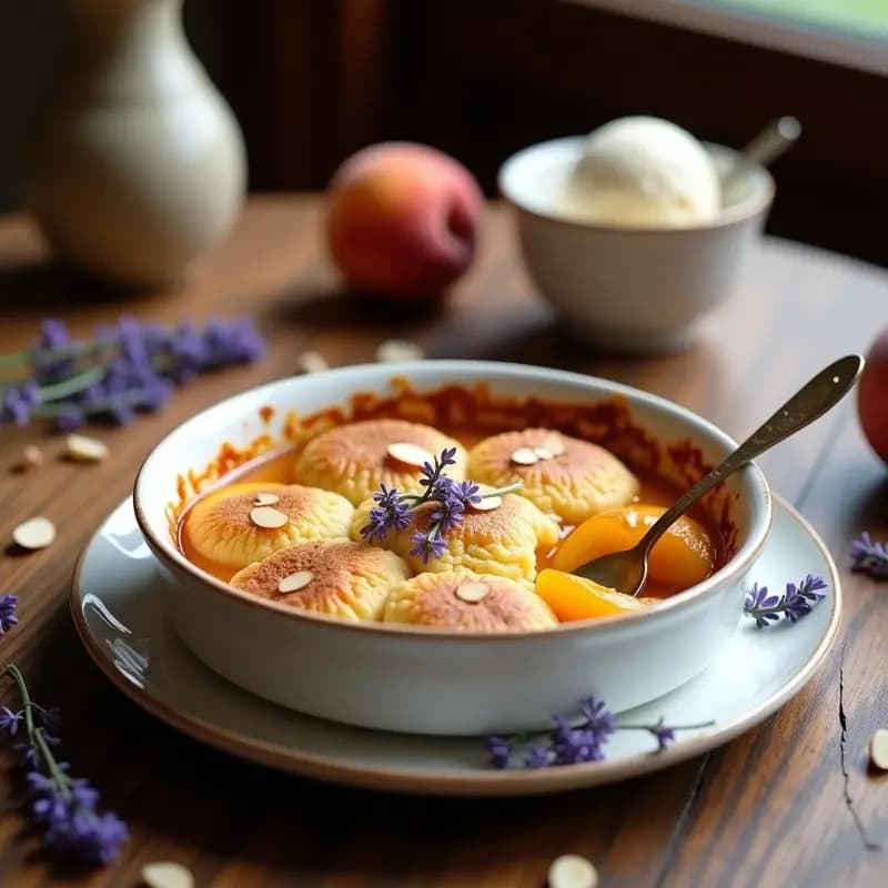 Cobbler de Durazno y Lavanda: Postre Americano Sin Azúcar con Edulcorante Natural