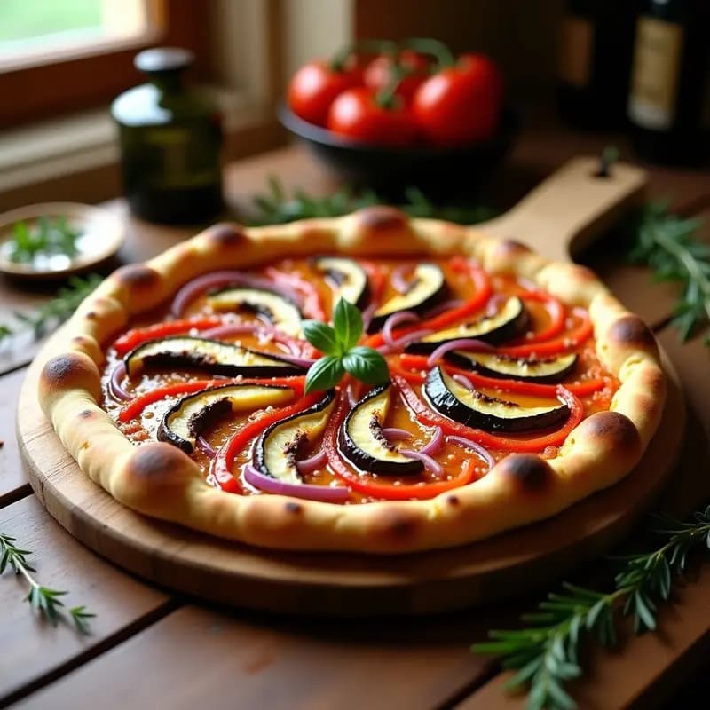 Coca de Recapte Catalana: Pizza Rustica con Verduras Asadas y Anchoas