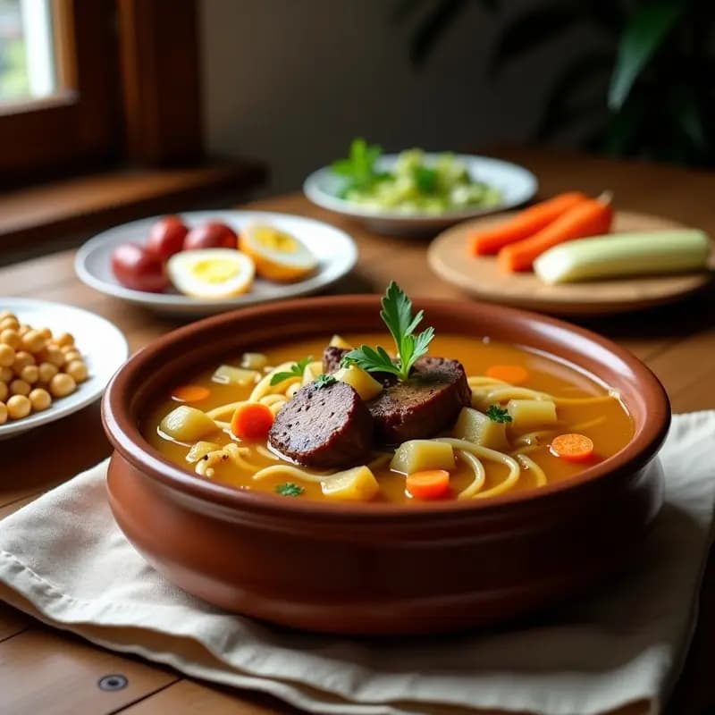 Cocido Madrileño Desmontado: Plato Único con Garbanzos, Verduras y Carne