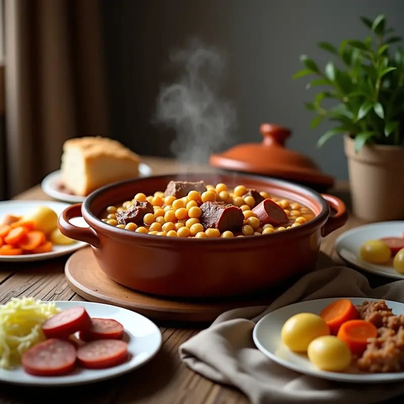 Cocido Madrileño con Garbanzos, Repollo y Carne: Receta de Cuchara para Día Frío