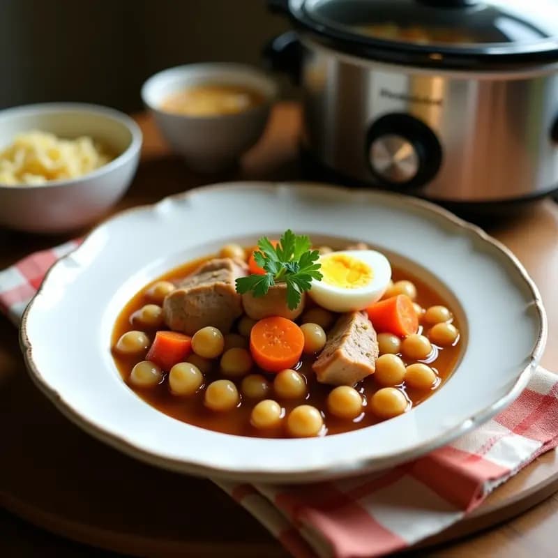 Cocido Madrileño Light: Receta Tradicional Española con Menos Grasa en Olla Lenta