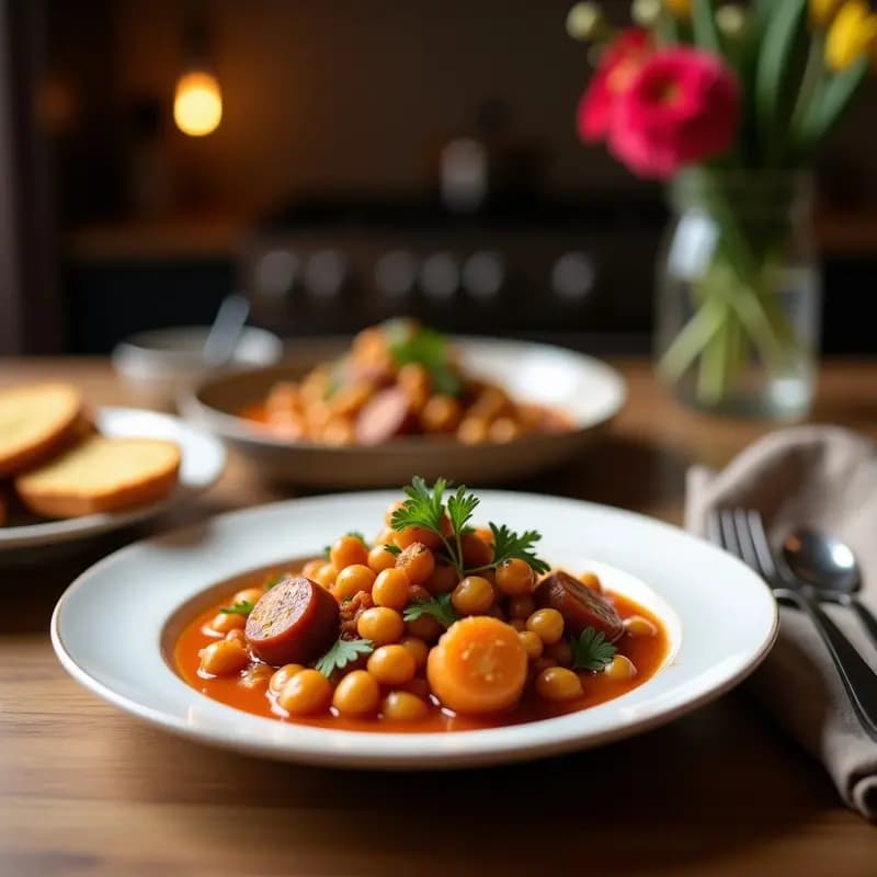 Cocido Madrileño en Mini Olla: Receta Individual para Solteros con Garbanzos y Verduras