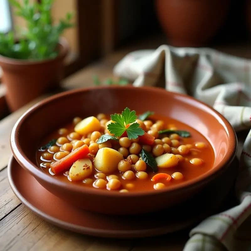 Cocido Madrileño de Garbanzos y Verduras: Versión Vegetariana con Toque Ahumado