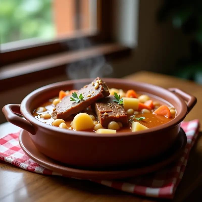 Cocido montañés con alubias y costilla: plato único contundente