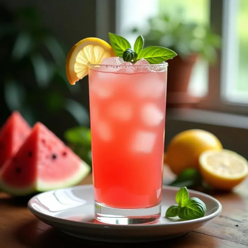 Cocktail de Sandía y Albahaca con Limón: Bebida Italiana Refrescante y Sin Alcohol