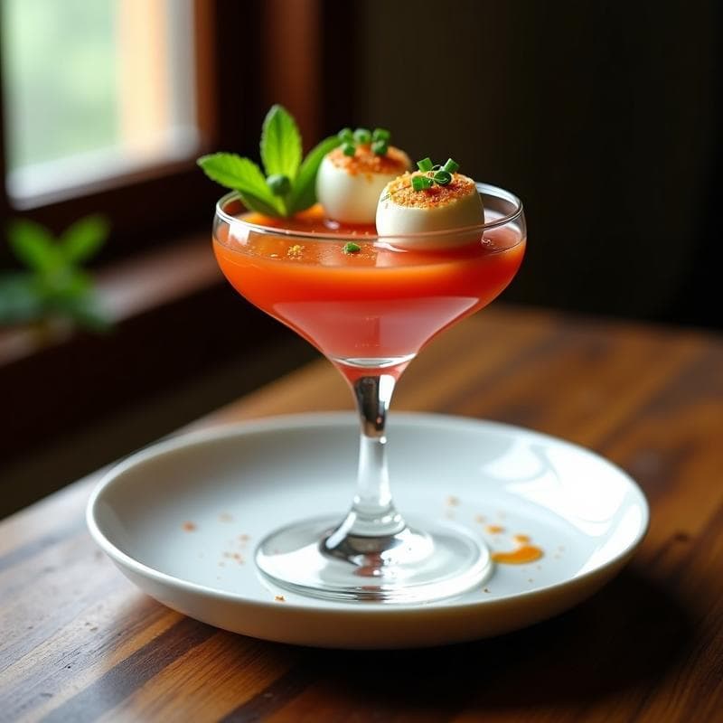 Cóctel de Gazpacho Andaluz con Topping de Huevo de Codorniz: Entrante Español en 10 Minutos