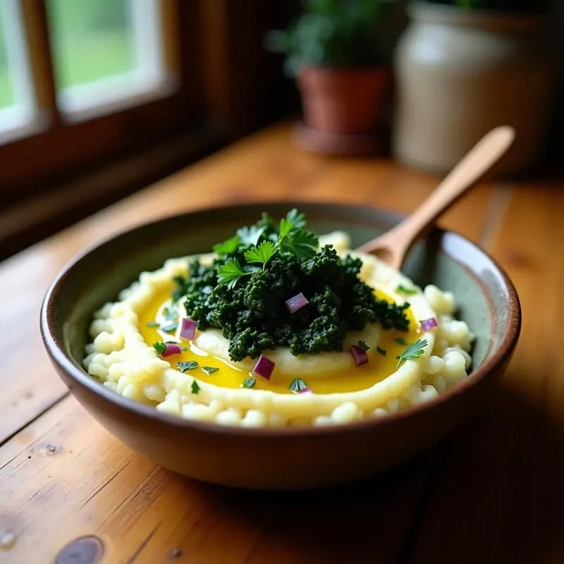Colcannon Irlandés con Col Rizada y Puré de Patata: Acompañamiento Tradicional Sin Lactosa