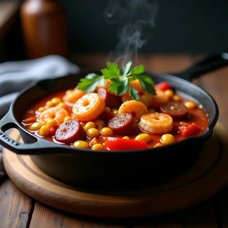 Comida de Mariscos Cajún con Langostinos, Salchichas y Maíz: Receta Americana Picante en Olla