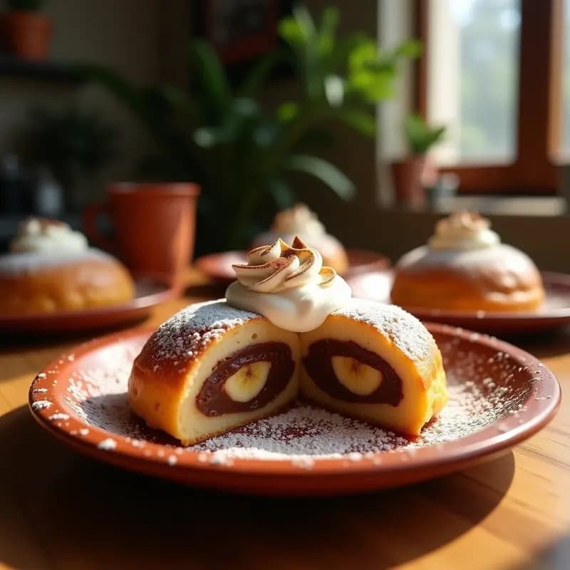 Concha de Pan Dulce con Relleno de Nutella y Plátano: Desayuno Mexicano Indulgente