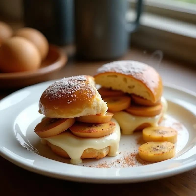 Concha de Pan Francés con Crema de Avellana y Plátano: Desayuno Gourmet en 5 Minutos