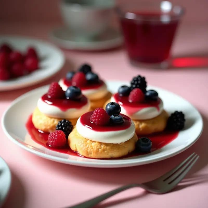 Conchas de Choux con Relleno de Crema Diplomática y Frutos Rojos: Postre Francés Elegante y Esponjoso