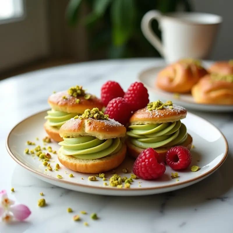 Conchas de Hojaldre con Crema de Matcha y Frambuesas: Postre Francés Vegano Sin Horno