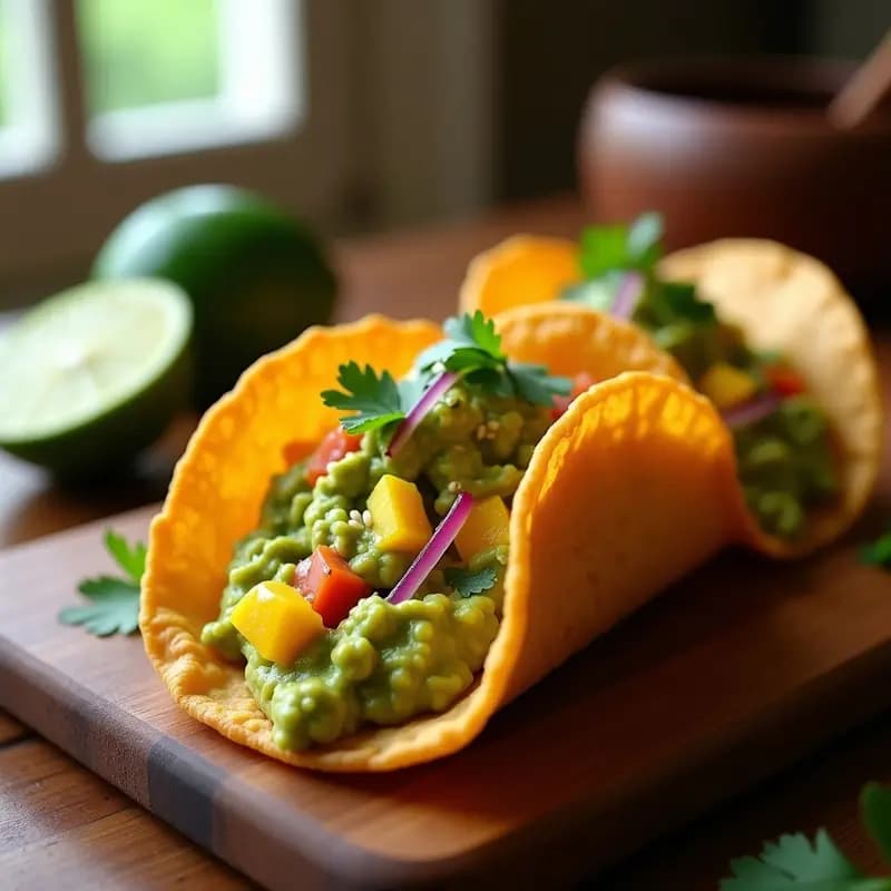 Conchas de Taco Doradas con Guacamole de Mango y Chile: Aperitivo Mexicano Crujiente en Airfryer