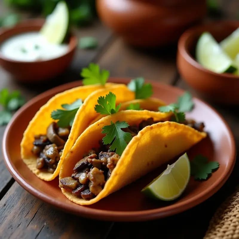 Conchas de Tacos Dorados con Relleno de Hongos Portobello: Aperitivo Mexicano Vegano en Airfryer