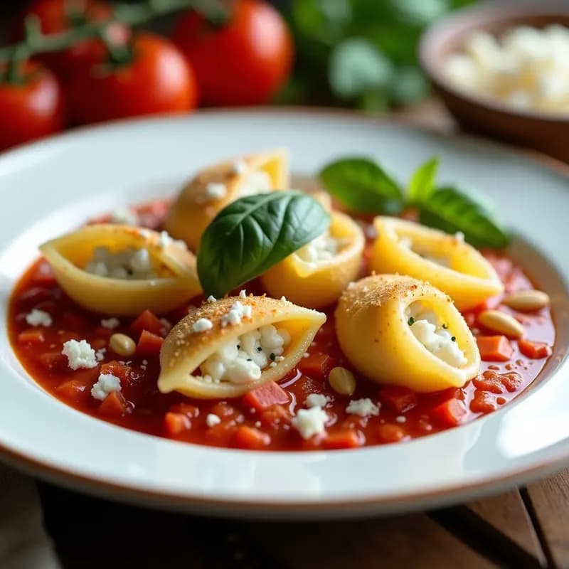 Conchiglie al Pomodoro e Ricotta Affumicata: Receta Italiana Keto con Queso Ahumado